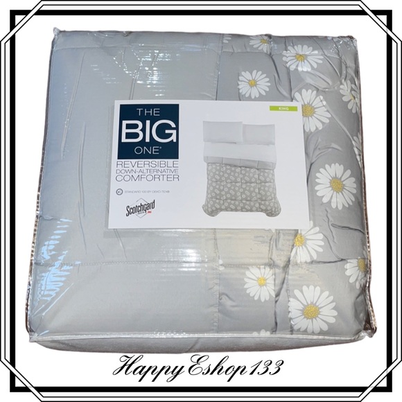 THE BIG ONE Reversible Down Alternative Daisy King Comforter Hypoallergenic - Picture 1 of 11